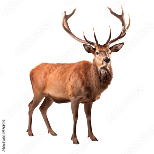 Red deer isolated on white background, cut out