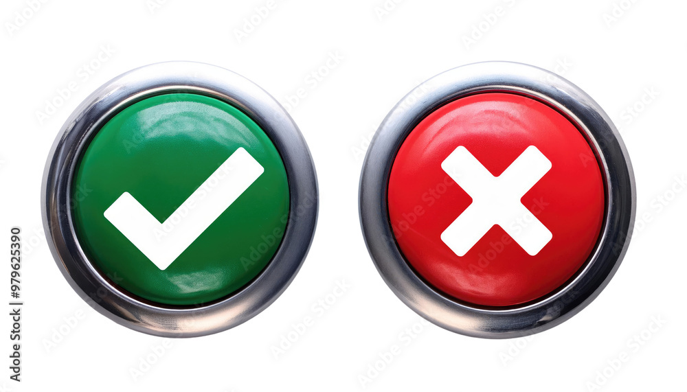 tick and cross buttons isolated on white background tick and cross buttons isolated on white background