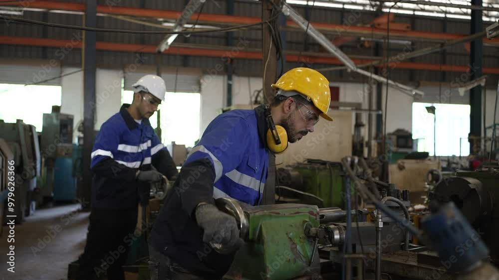 Blue collar workers are working at metal factory. Engineering and metal worker. Blue collar workers are working at metal factory. Engineering and metal worker.