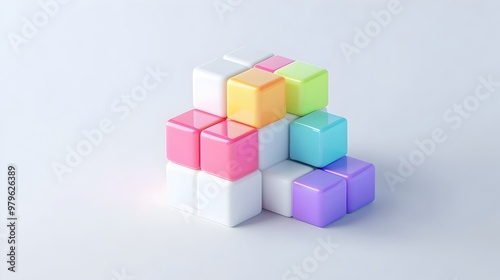 Colorful Geometric Cube Pattern for Creative Education and Concept