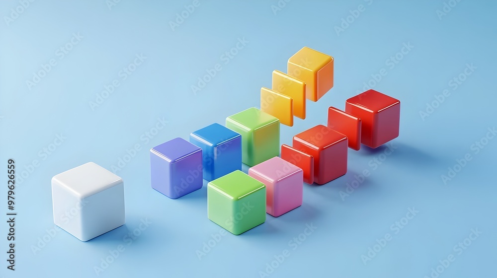 Colorful Geometric Cube Arrangement on Pastel Background Colorful Geometric Cube Arrangement on Pastel Background