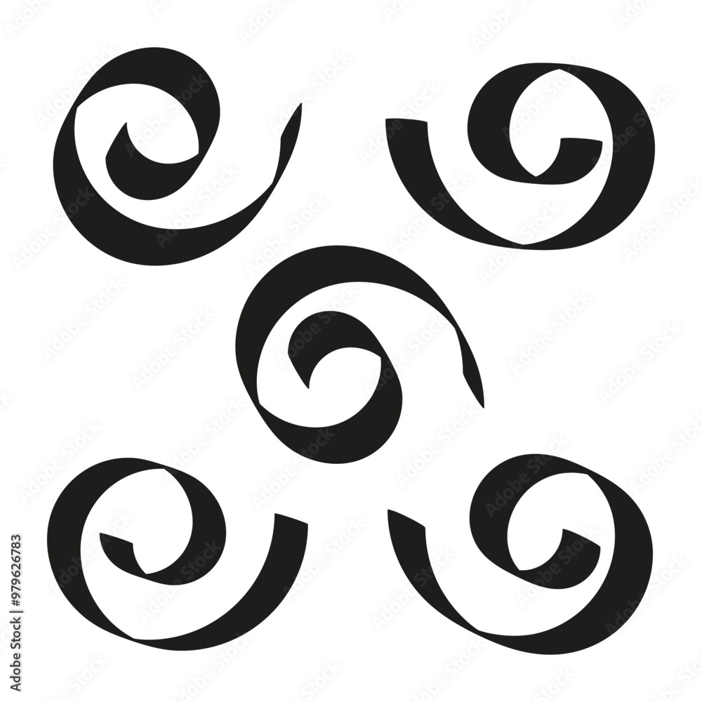 Swirling lines icon. Spiral movement symbol. Curved abstract shapes. Vector dynamic design. Swirling lines icon. Spiral movement symbol. Curved abstract shapes. Vector dynamic design.