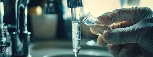 checking tap water water in a test tube. Selective focus