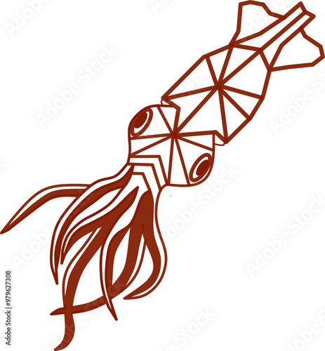Squid. Squid geometry vector. squid geometric design