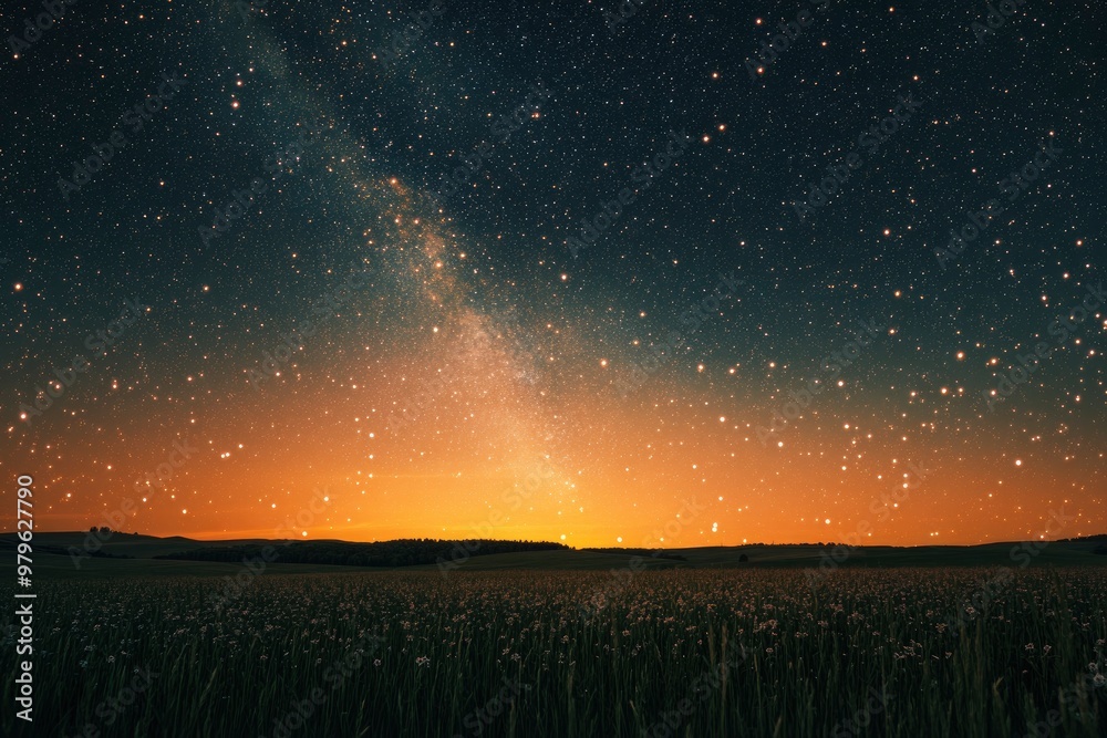 Fototapeta premium Fireworks At Sunset With Starry Sky - Independence / Memorial Day Celebration Concept with generative ai