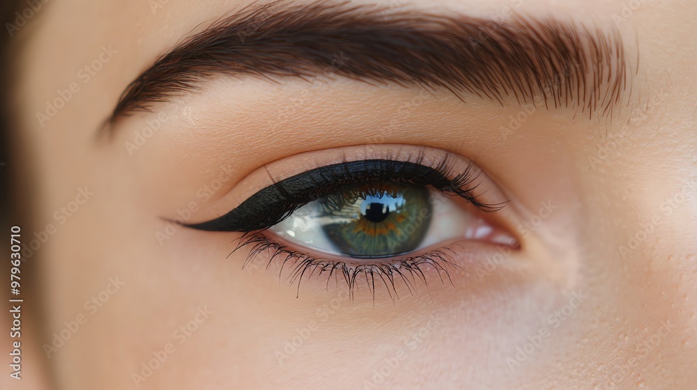 Close-up of a woman's eye with dramatic eyeliner. Close-up of a woman's eye with dramatic eyeliner.