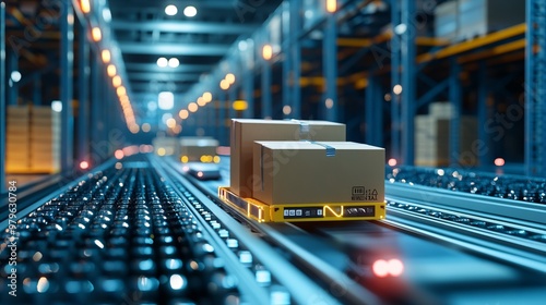 Wallpaper Mural Smart warehouse management system identify package picking and delivery . Future concept of supply chain and logistic business  Torontodigital.ca