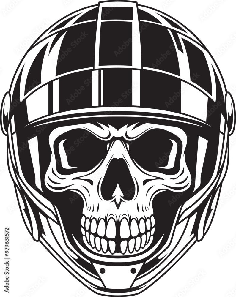 Skull head wearing helmet vector illustration Skull head wearing helmet vector illustration
