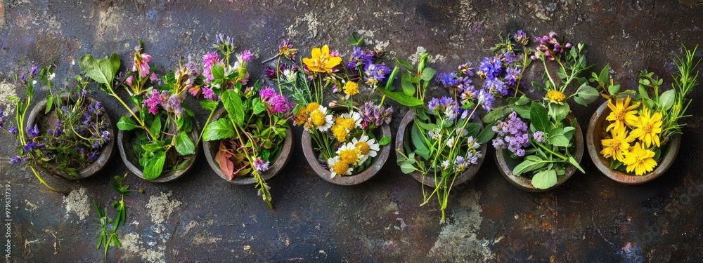 Obraz premium essential oil of medicinal herbs. Selective focus