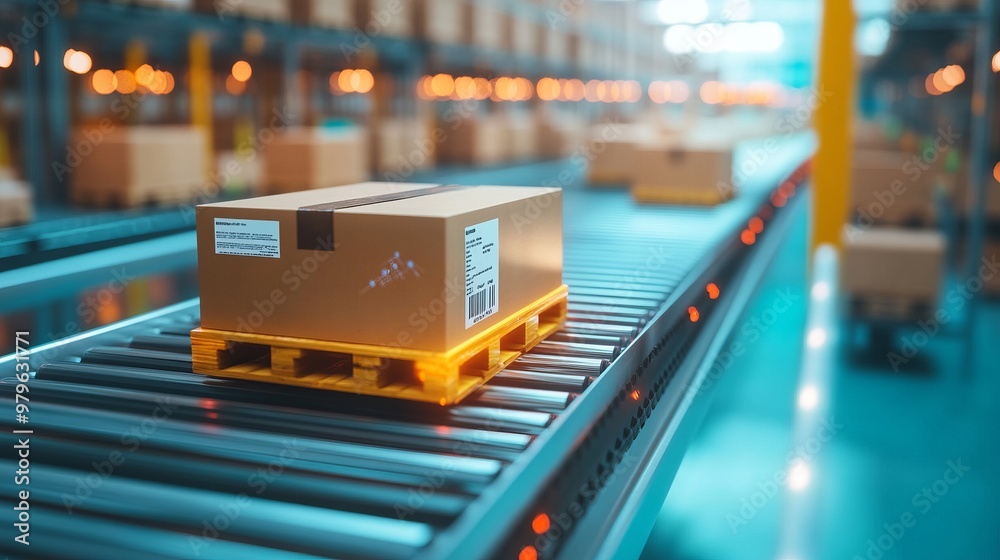 Smart warehouse management system identify package picking and delivery . Future concept of supply chain and logistic business