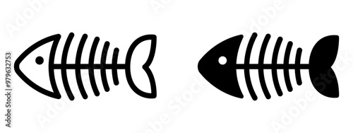 fish skeleton icon. Fish bone symbol. Cats food sign. spine line pictogram.