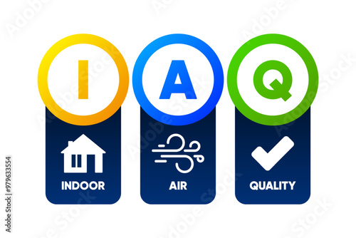 IAQ - Indoor Air Quality. A comfortable life. Clean Air. Ventilation system. Vector illustration.