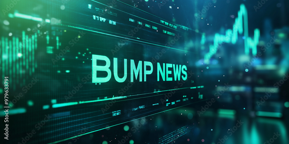 Bump news showing on digital display with financial charts growing Bump news showing on digital display with financial charts growing