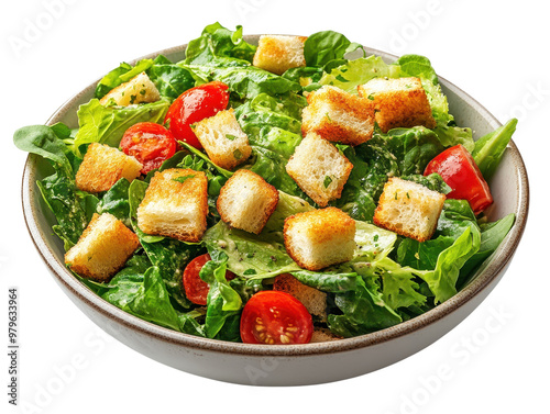 Wallpaper Mural Fresh salad featuring crisp greens, juicy tomatoes, and crunchy croutons in a stylish bowl, perfect for healthy meals. Torontodigital.ca