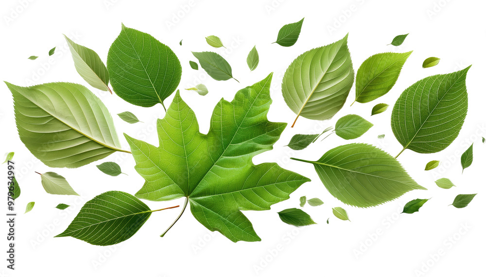 Fototapeta premium green leaves isolated on white background 