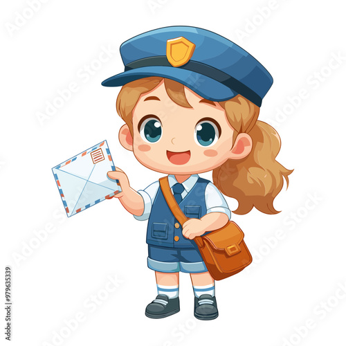 Adorable postman a kid Cartoon Character
