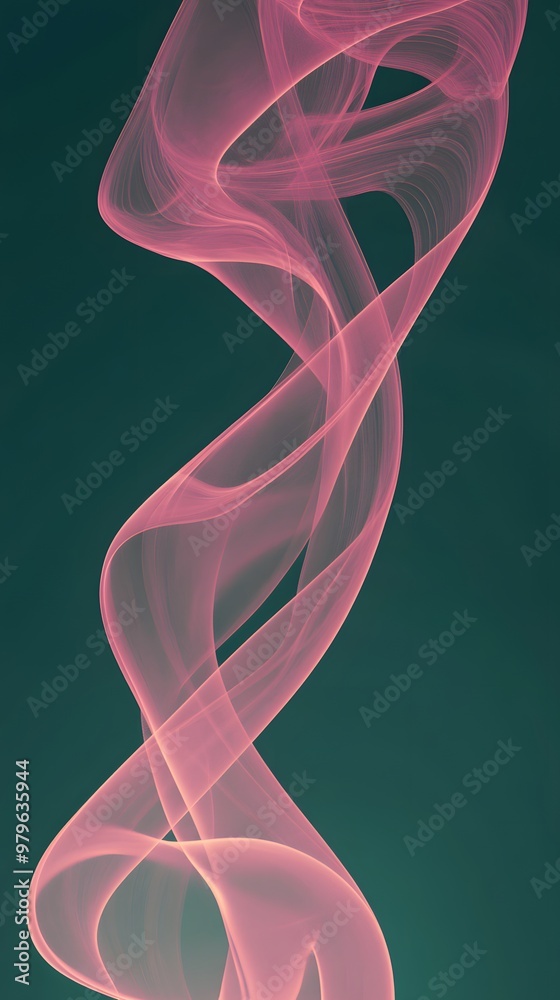 Naklejka premium Pink Smoke on Green Background, Abstract Image, Texture, Pattern Background, Wallpaper, Cover and Screen for Smartphone, PC, Laptop, 9:16 and 16:9 Format