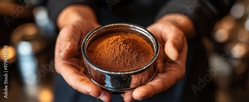 The Hands Holding Coffee Powder