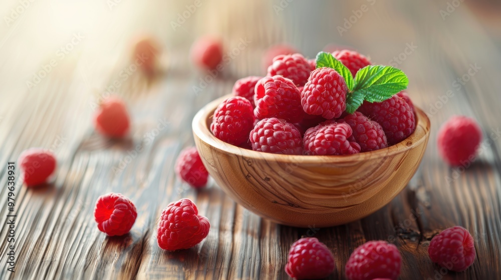 raspberry in wooden bowl raspberry in wooden bowl