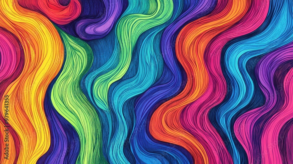 Multicolored rainbow themed abstract doodle design Vibrant illustration featuring lines in an artistic style suitable for children s coloring books and pages