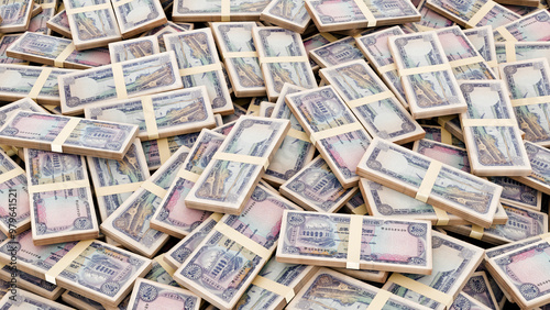 Pile of Bangladesh Currency Bundle-Stack of 100 Taka Notes, High-Resolution Currency Photo.