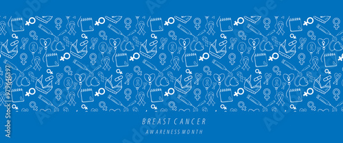 Breast cancer  vector illustration background seamless pattern