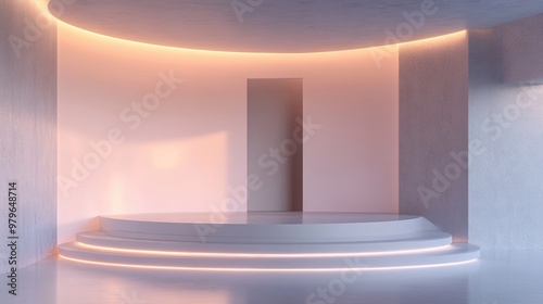 3D Rendering Of An Architectural Background Empty Exhibition Stage Or Showroom