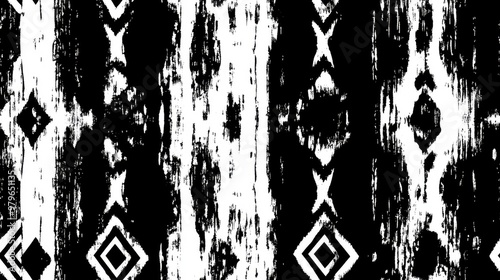 Seamless Monochrome Aztec Stripe Print Tie Dye Design Abstract Wallpapers with Retro Ikat Ornament and Classic Geometric Motifs Seamless Black and White Contemporary Wall Decor