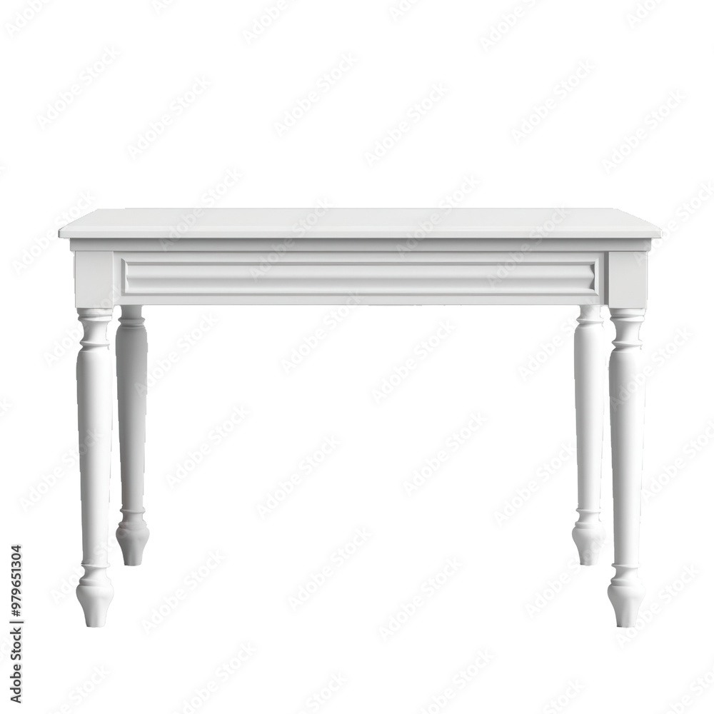 Elegant white table with classic design, perfect for any interior. Adds charm and functionality to living spaces., transparent background