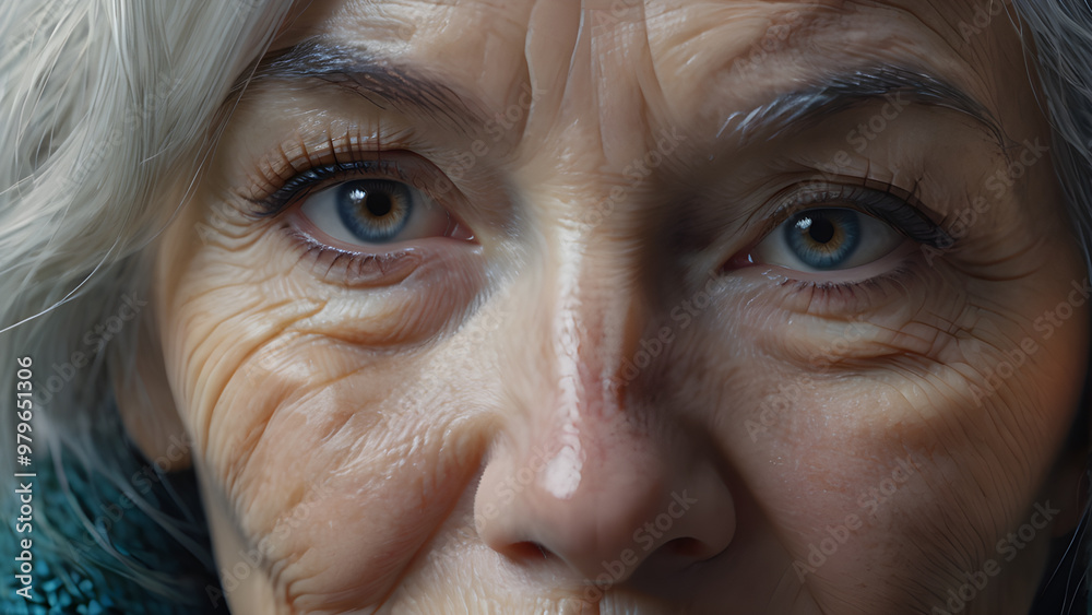 Portrait of an elderly woman with wrinkles on her face. Portrait of an elderly woman with wrinkles on her face.