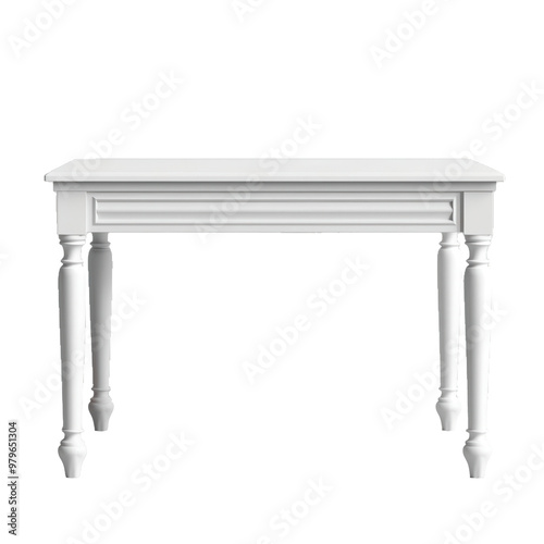 Obraz na płótnie Elegant white table with classic design, perfect for any interior. Adds charm and functionality to living spaces., transparent background w salonie