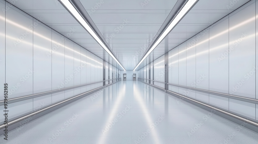 Futuristic airport terminal with seamless integration of technology and architecture, modern travel hub