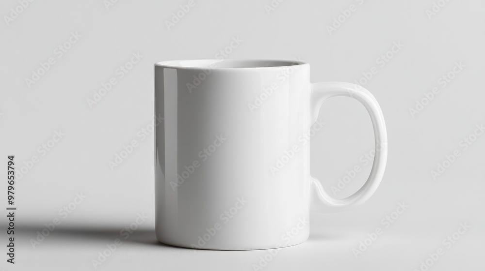 A simple white mug on white background, surrounded by green plants, creates serene and minimalist atmosphere. This composition highlights elegance of simplicity and nature A simple white mug on white background, surrounded by green plants, creates serene and minimalist atmosphere. This composition highlights elegance of simplicity and nature
