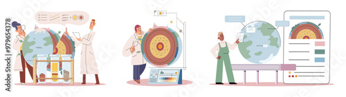 Science. Vector illustration. Professions in scientific fields require specialized knowledge and skills The study scientific principles forms foundation for various disciplines The structure