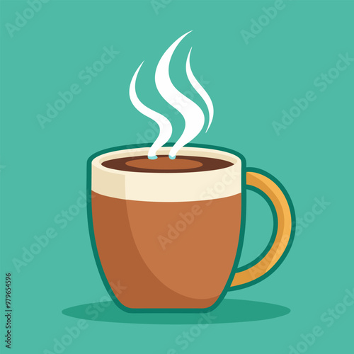 coffee mug with steam in flat design style. Vector illustration