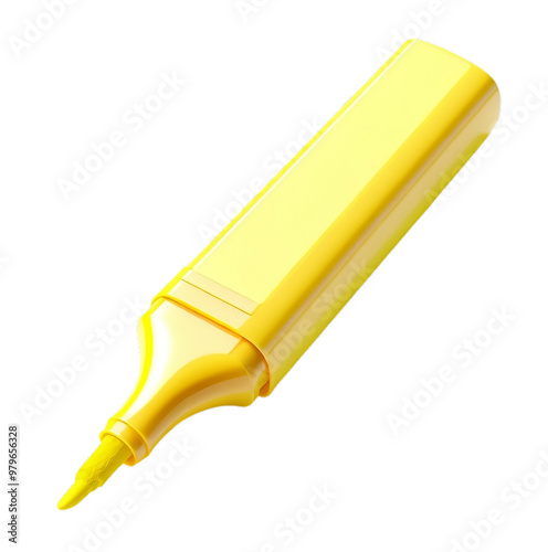 Bright Yellow Highlighter on Transparent Background