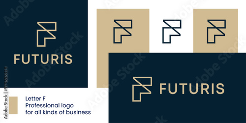Abstract Letter F Logo with Simple Loop Design.