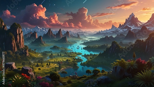 sunset over the mountains