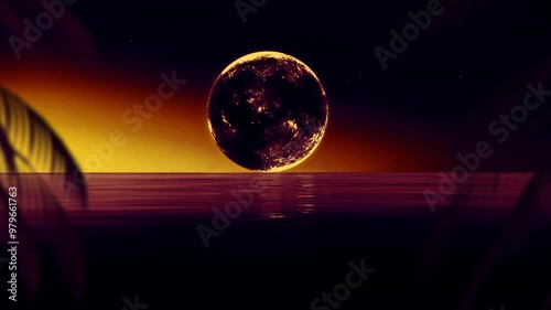 Abstract Full Moon Background with Sea View in 4K Resolution photo