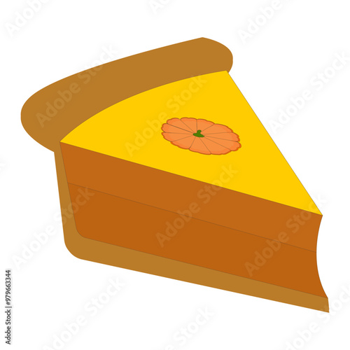 Pie and whole pie, suitable for various purposes such as printed products, merchandise, or digital promotional materials. This pie is depicted in attractive, bright colors, ideal for culinary, fall,