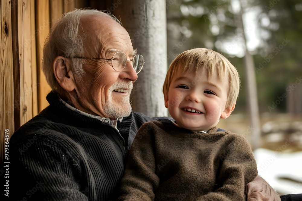 grandfather smiling with his child grandson grandfather smiling with his child grandson