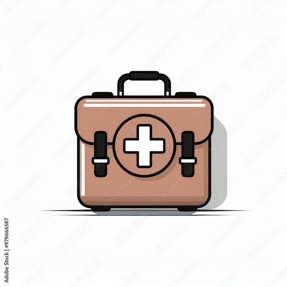 Illustration of a Simple First Aid Kit. White Medical Box with a Prominent Cross Symbol on the Front, Featuring Minimalist Design and Clean Lines for Healthcare and Emergency Use. Vector Logo Icon Png Illustration of a Simple First Aid Kit. White Medical Box with a Prominent Cross Symbol on the Front, Featuring Minimalist Design and Clean Lines for Healthcare and Emergency Use. Vector Logo Icon Png