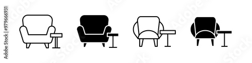 Airport lounge vector icon set