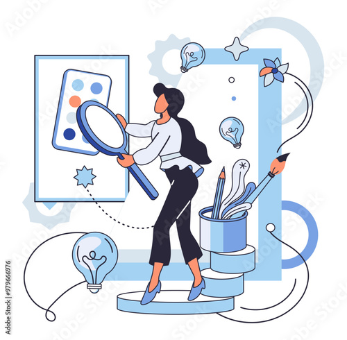 Artistic imagination vector illustration. The leap imagination, acrobatic feat thought, brings forth artistic expressions captivate Artistic creativeness is voyage discovery, where artist explores