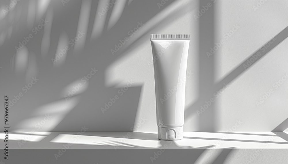 Simple, elegant product packaging mockup – with clean lines and shadows on a white background Simple, elegant product packaging mockup – with clean lines and shadows on a white background