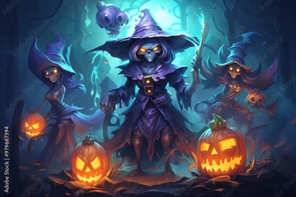halloween wallpaper with witches and pumpkins