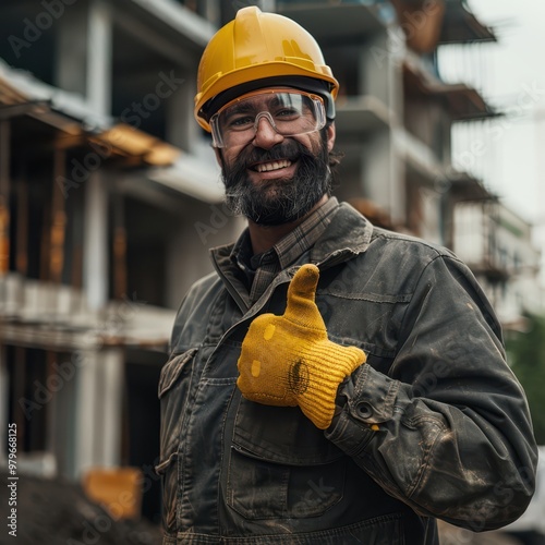 a construction worker with a thumbs up photo