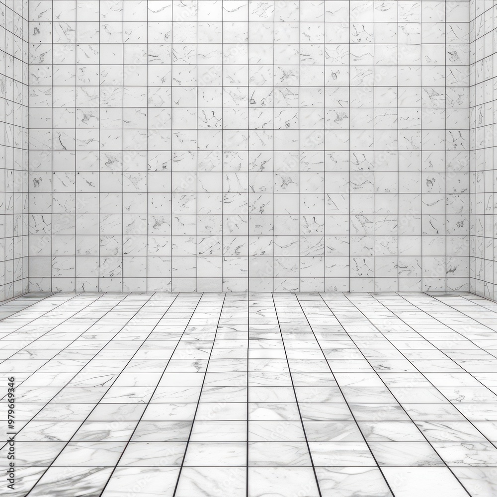 a white room with a tiled floor and a white wall a white room with a tiled floor and a white wall
