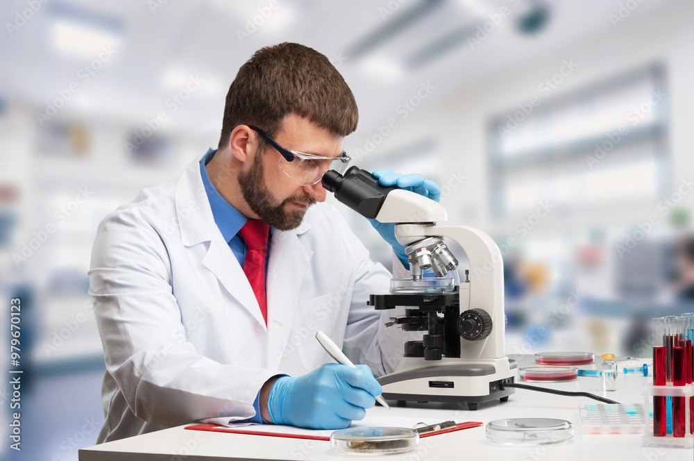 Biochemical research scientist conducting research in laboratory Biochemical research scientist conducting research in laboratory