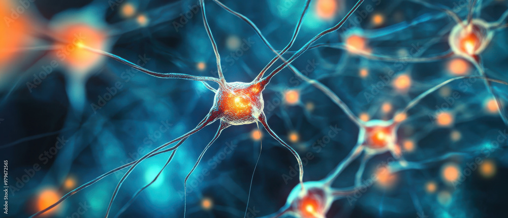 A close-up view of interconnected neurons, showcasing their structure and signaling.